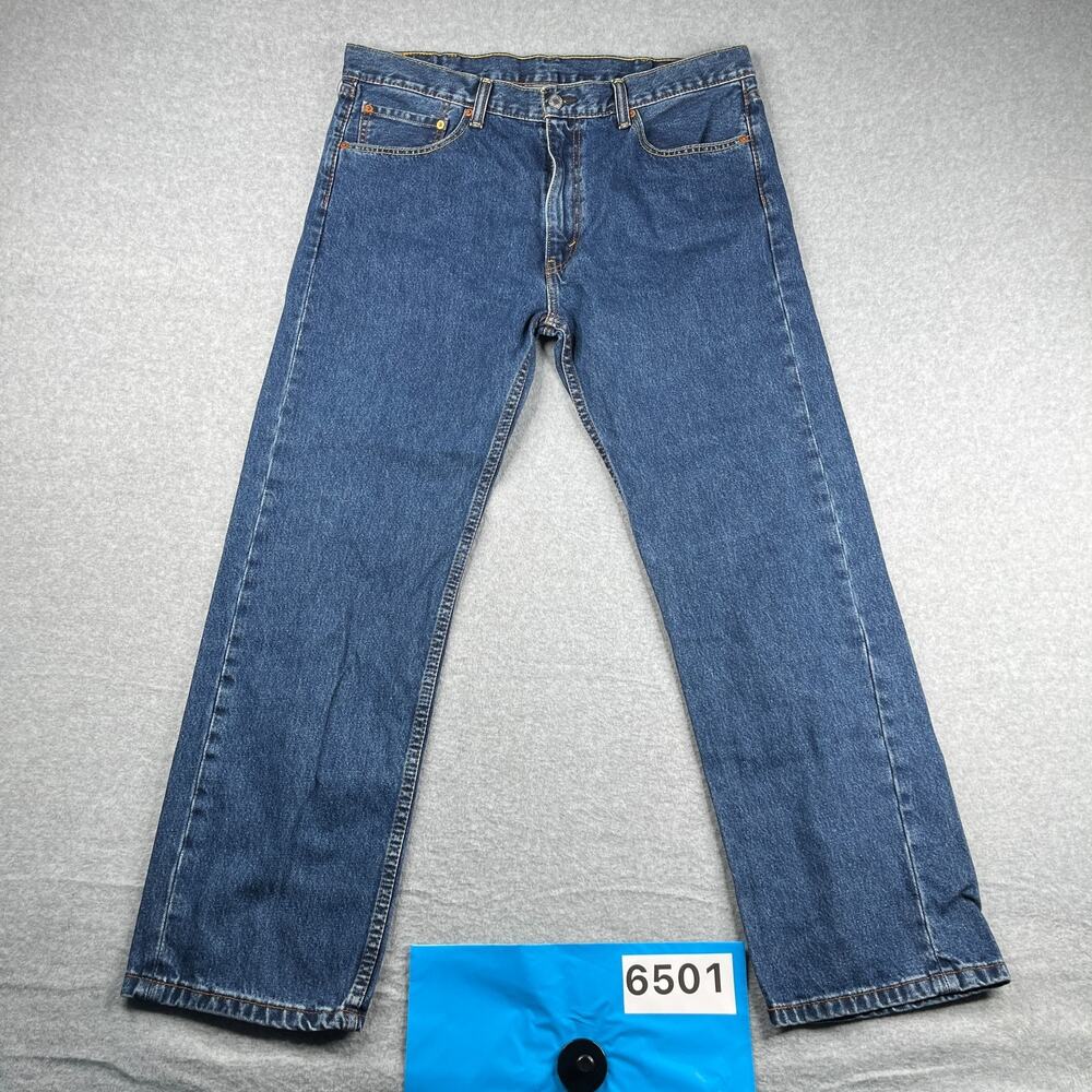 Levis 505 Denim Jeans Mens Size 38x32 Blue Casual Straight